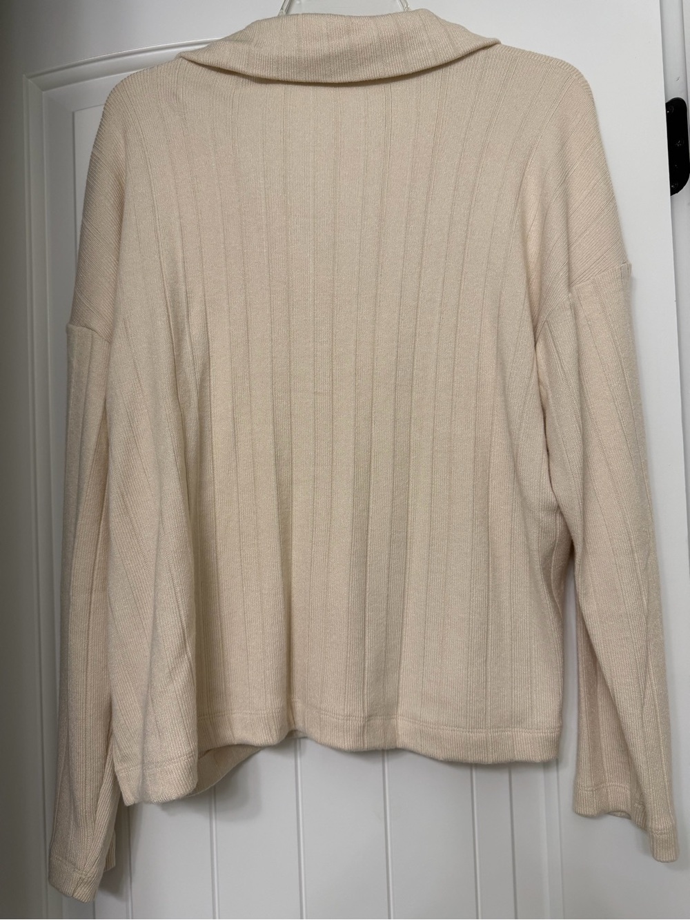 Loft Cream Ribbed Collared Pullover Sweater - Picture 3 of 3